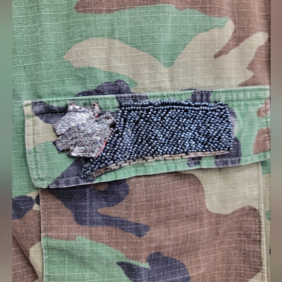 US Army Military Camo Vest Hippie Grunge Upcycled - Picture 10 of 13